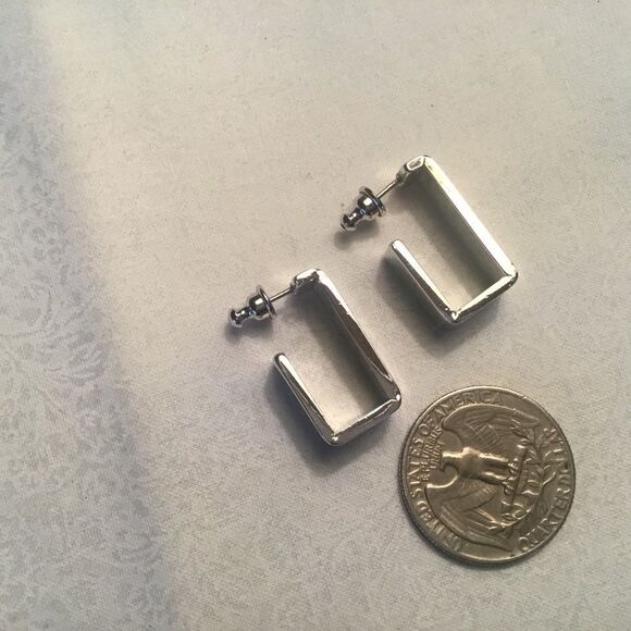 $8 ea or 3/$15. Silvertone Knife-Edge Hoop Earring - Picture 2 of 4